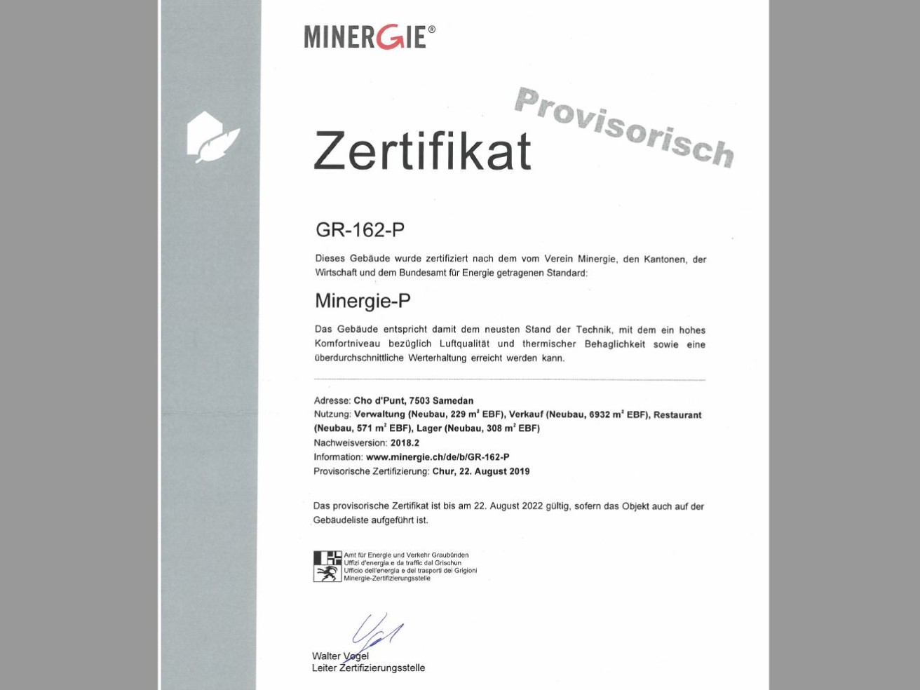 Minergie-P Zertifikat